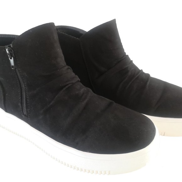 Time And Tru Hi Top Faux Suede Sneakers Shoes black 9 - Picture 6 of 9